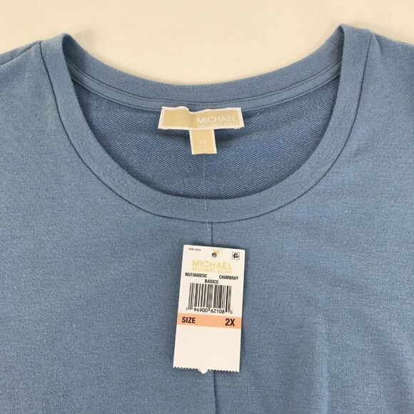 NEW MICHAEL Michael Kors Cold Shoulder Twist Hem Top Women's Plus 2X Long Sleeve - Picture 8 of 13